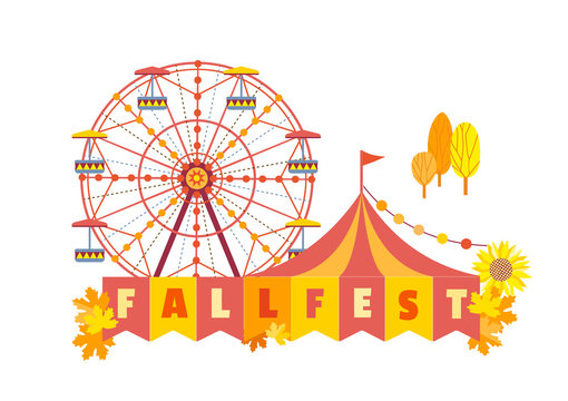 Hand Drawn Fall Festival Flat Color Vector Poster