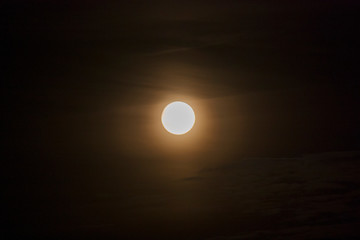 Abstract Full moon among the night sky of darkness and riddle concept. Halloween concept.