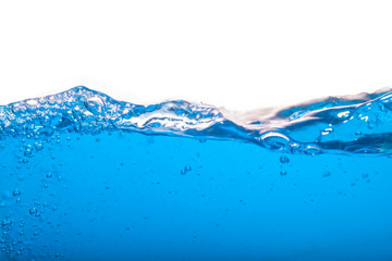 wave blue surface  in the water on white background