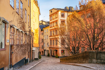 Street of the Old Town (Gamla Stan) in Stockholm, the capital of Sweden
