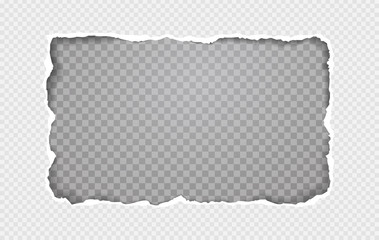 Torn paper with squared pattern, frame for text on grey background. Vector illustration