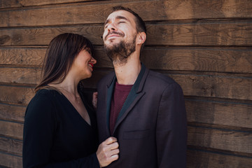 This is love. girl with guy posing on a wooden background. happy valentines day. summer vibes. 
