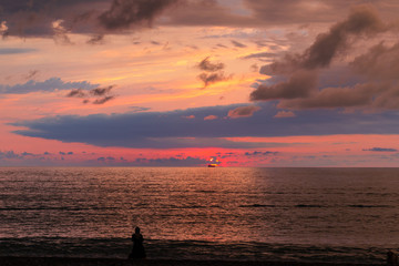 Purple sunset over the Black Sea
