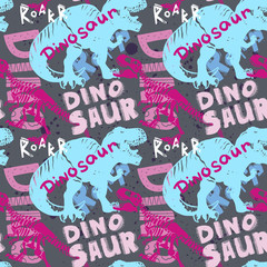 Abstract seamless vector pattern for girls, boys, clothes. Creative background with Jurassic period, dinosaur creative Funny wallpaper for textile and fabric. Fashion style. Colorful bright