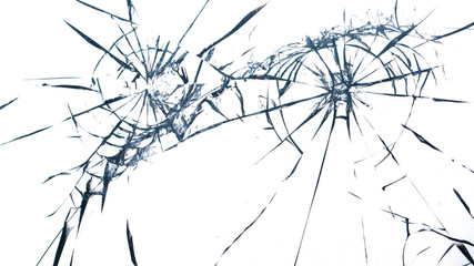 Fototapeta na wymiar Cracked glass on a white background texture