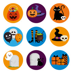 Naklejka premium bundle halloween with set icons