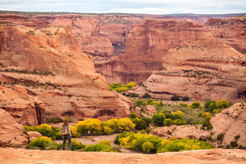 A hiker in the Canyon de Chelly National Monument