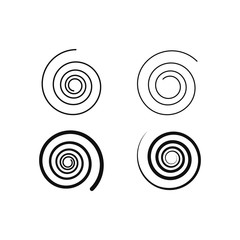 Set of simple spiral elements, isolated vector graphic.