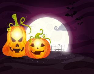 traditional pumpkins in scene halloween