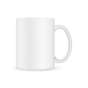 Blank mug mockup isolated on white background. Vector illustration