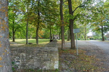 stone fence in the park