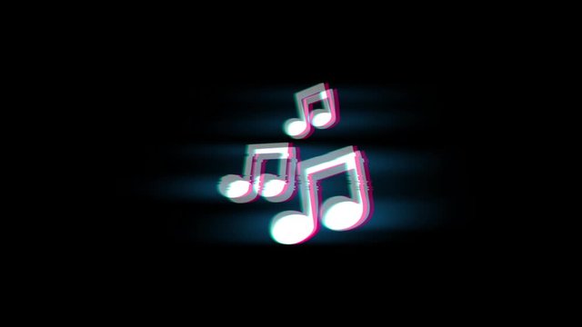 Music Song Chords Symbol on Glitch Led Screen Retro Vintage Display Animation 4K Animation Seamless Loop Alpha Channel.