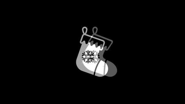 Christmas Stocking Pictogram Sock Icon Old Vintage Twitched Bad Signal Screen Effect 4K Animation. Twitch, Noise, Glitch Loop with Alpha Channel.