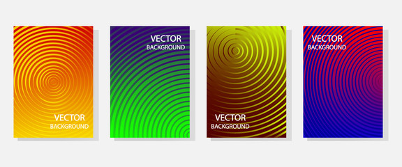 Colorful set of abstract dynamic modern bright banners with different texture, template cover design. Space for your text with geometric patterns. Colored halftone gradient. Vector illustration