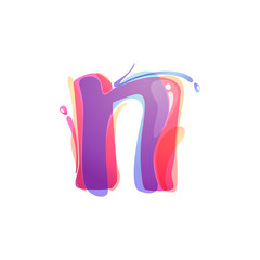N letter logo formed by watercolor splashes.