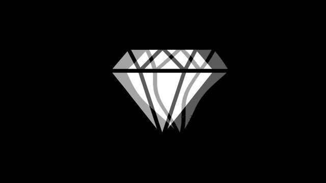 Diamond Icon Old Vintage Twitched Bad Signal Screen Effect 4K Animation. Twitch, Noise, Glitch Loop with Alpha Channel.
