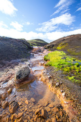Beautiful cons of color in the trekking of Landmannalaugar, Iceland, vertical photo