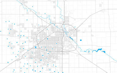 Rich detailed vector map of Lubbock, Texas, U.S.A.