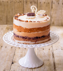 Layered Pumpkin Dessert on Wooden Table, Pie and Cake, Piecaken