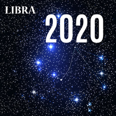 Symbol: Libra Zodiac Sign with the New Year and Christmas 2020. Vector Illustration