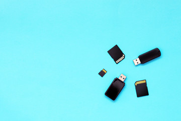 Digital data memory concept, usb flash drive, memory cards