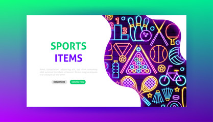 Sport Items Neon Landing Page
