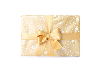 Christmas present with bow isolated on white background