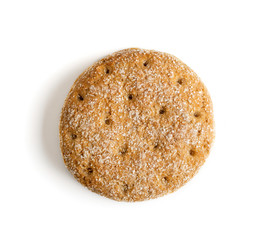 Two Round Buns of Rye and Wheat Flour with Sesame Seeds Top View