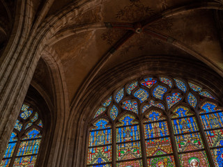 Fototapeta na wymiar Eglise Notre Dame du Sablon Stained Glass Windows