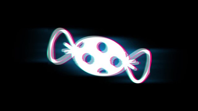 Candy Symbol on Glitch Led Screen Retro Vintage Display Animation 4K Animation Seamless Loop Alpha Channel.