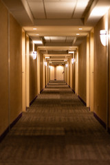 Spooky Long Hallway Wide Shot