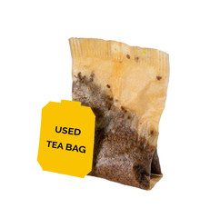Used wet teabag isolated on white background closeup