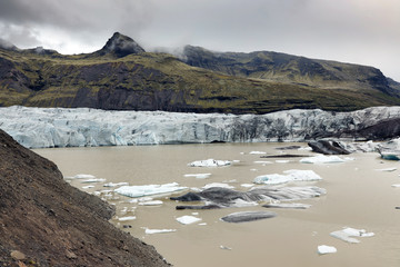 Svinafellsjokull Glacier landscape in Skaftafell Natural Park, Iceland, Europe