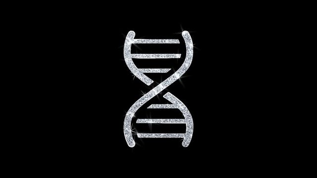 DNA Helix Icon Sparkling Shining White Blinking Particles Diamond Glitter Loop Light 4K Animation Alpha Channel.