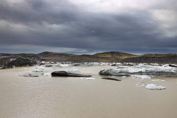 Svinafellsjokull Glacier landscape in Skaftafell Natural Park, Iceland, Europe