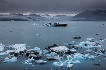 Landscape of Svinafellsjokull Glacier landscape in Skaftafell Natural Park, Iceland, Europe