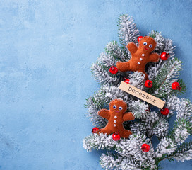 Christmas gingerbread men made of felt