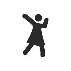Woman winning gesture vector icon in modern style for web site and mobile app
