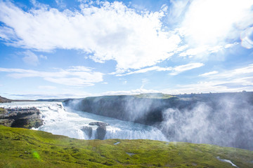 Gullfoss waterfall, the great waterfall of Iceland