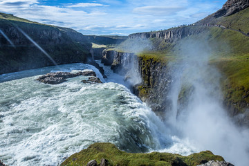 Gullfoss waterfall impressive water force. Iceland