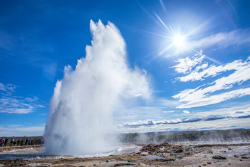 Geysir Strokkur in full eruption, photo burst 03. Iceland