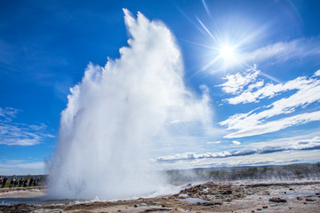 Geysir Strokkur in full eruption, photo burst 04. Iceland