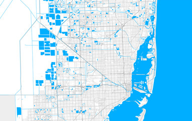Rich detailed vector map of Hialeah, Florida, U.S.A.