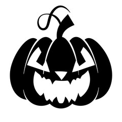 Halloween pumpkin character. Pumpkin with emotions. Silhouette illustration for the holiday. Pumpkin on a white background. Stencil for cutting. Template for laser cutting.