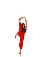 Obraz premium Style dancer posing on a studio white background