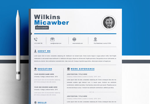 Resume Layout Set with Blue Accents