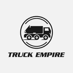 classic heavy truck logo emblems and badges. Truck with trailer and tip truck