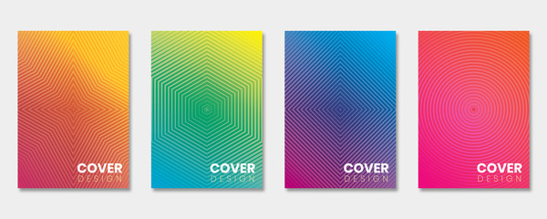 Obraz premium Minimal cover template set with gradient design and geometric lines