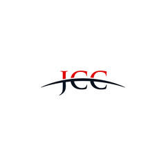 Initial letter JCC, overlapping movement swoosh horizon logo design inspiration in red and dark blue color vector