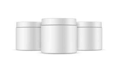 Cosmetic jars mockups isolated on white background. Vector illustration